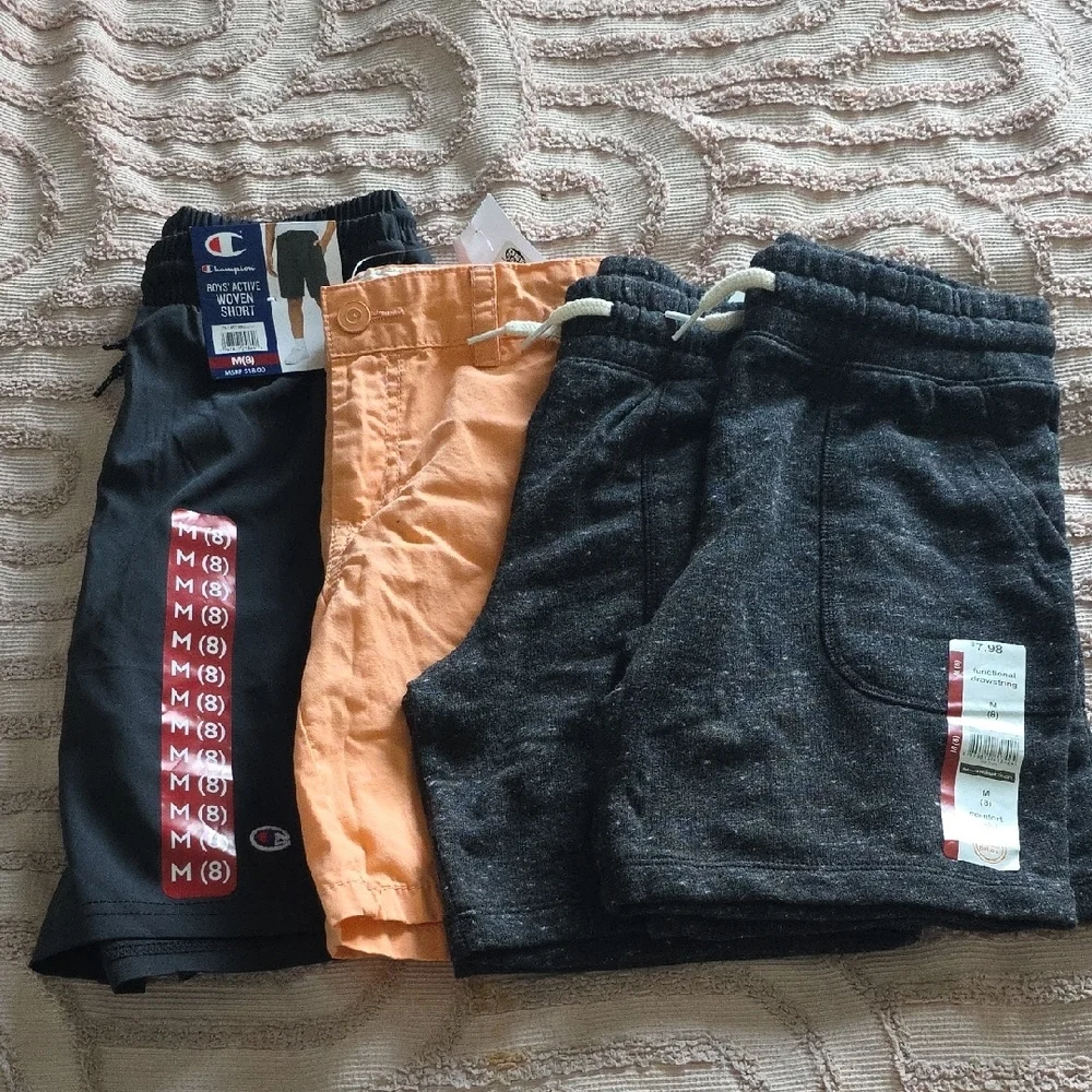 Boys Active Shorts Set, 4 Pairs, All M(8), NWT, Several Brands